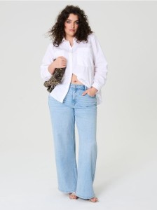 Jeansy wide leg high waist - niebieski