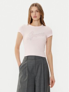 Guess T-Shirt W5RI68KA0H1 Różowy Slim Fit