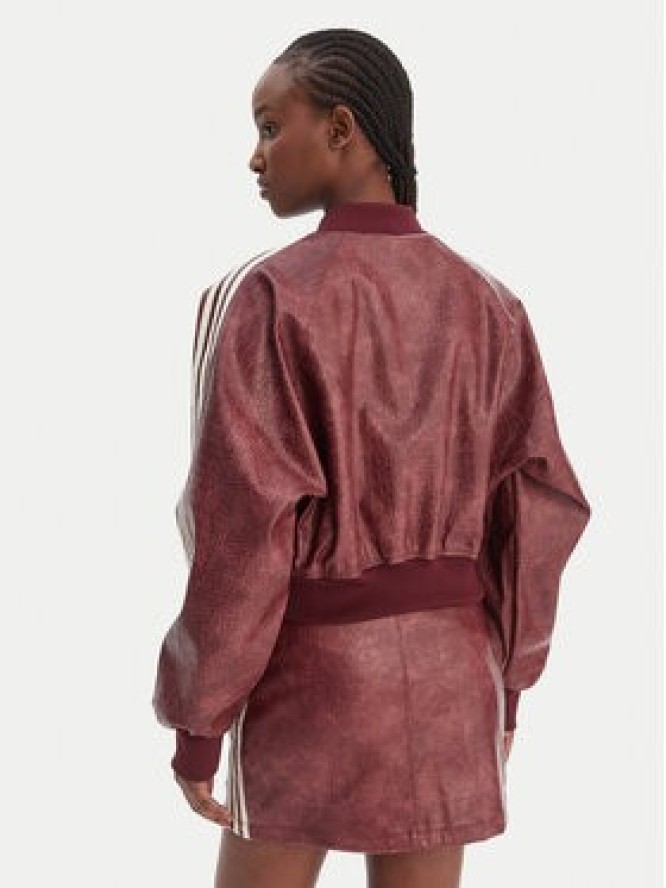 adidas Kurtka z imitacji skóry Pleather KD8792 Bordowy Oversize