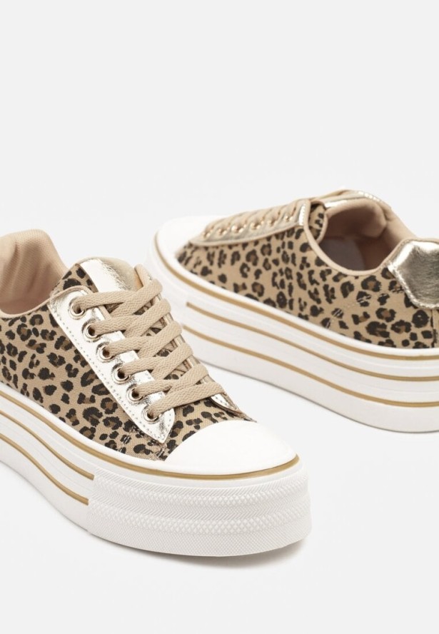 Panterkowe Casualowe Trampki na Grubej Podeszwie Peliren