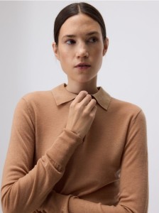 Wełniana bluzka - brązowy