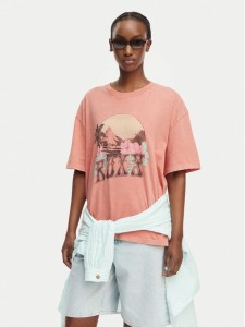 Roxy T-Shirt Talloversize Washed ERJZT06081 Pomarańczowy jasny Loose Fit