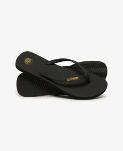 superdry Damskie Klapki Core Essential z gumy – Black