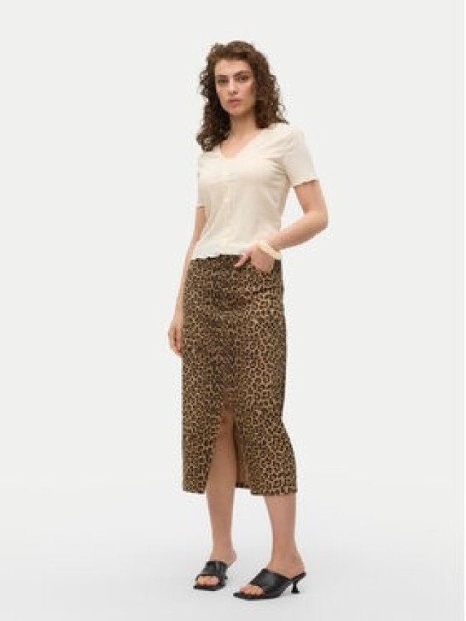Vero Moda Spódnica jeansowa Veri 10331065 Brązowy Regular Fit