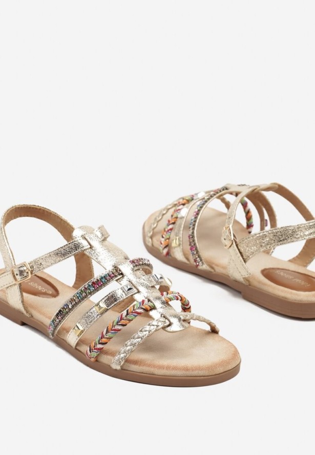 Złote Sandały z Ćwiekami i Cyrkoniami Ronevera