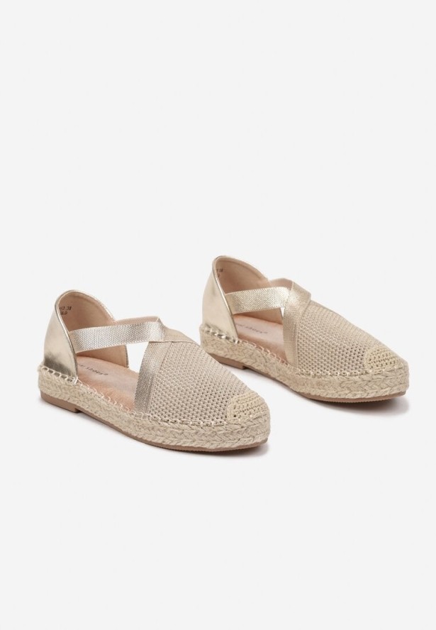 Złote Plecione Espadryle z Ozdobnymi Paskami Morithia