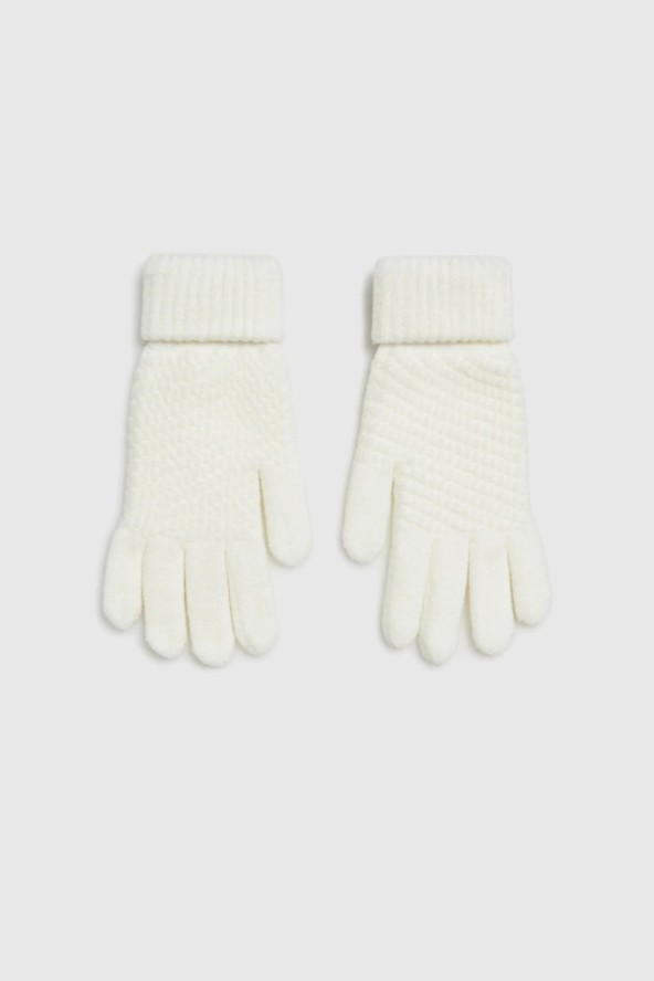 Dzianinowe rękawiczki beżowe