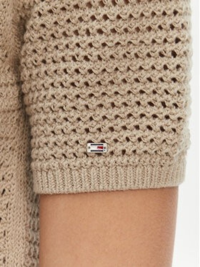Tommy Hilfiger Sweter Pointelle WW0WW45950 Beżowy Regular Fit