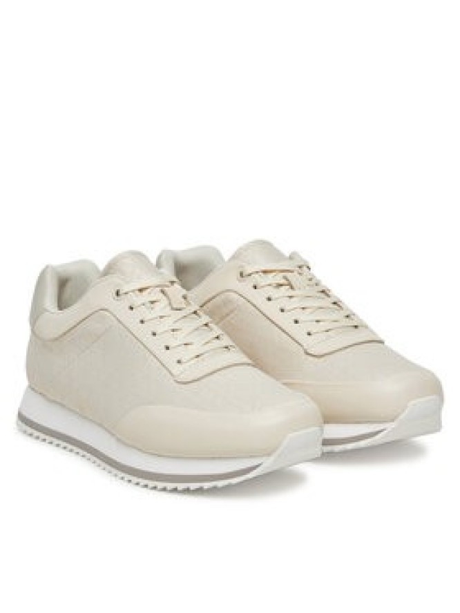 Calvin Klein Sneakersy Runner Lace Up - Jacq HW0HW02413 Écru