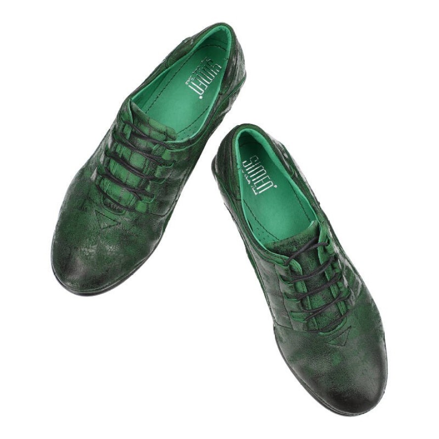 Zielone Półbuty Simen Eleganckie Obuwie Damskie