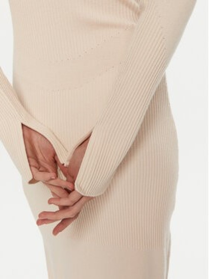 Patrizia Pepe Sukienka dzianinowa 2A2848 K214 Écru Regular Fit