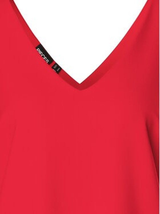 Pieces Top Franan 17146424 Czerwony Regular Fit
