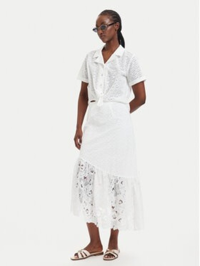 Guess Spódnica midi W6GD40 W1882 Biały Classic Fit