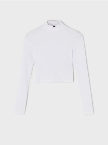 Crop top z długim rękawem - biały