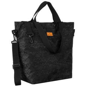 Duży, czarny shopper damski zawieszony na uchwytach i regulowanym pasku Rovicky R-TZ15605