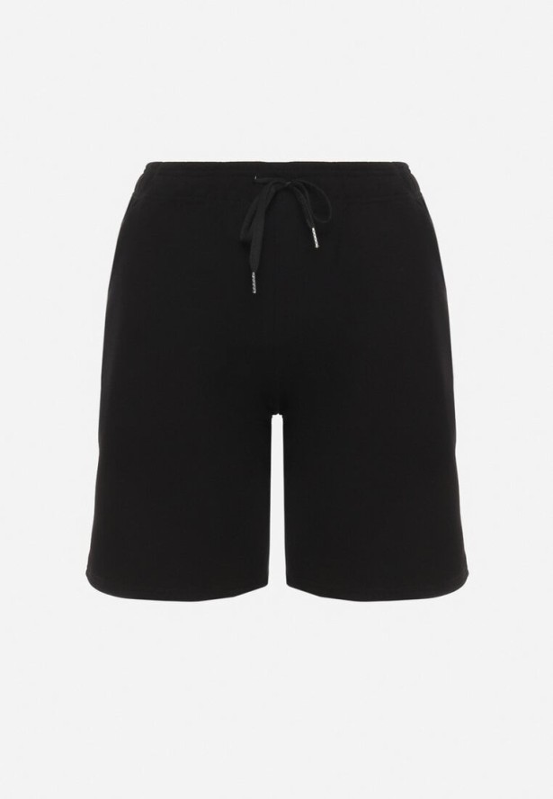 Czarne Szorty Wykończone Gumką w Pasie i Wsuwanymi Kieszeniami Ritardia