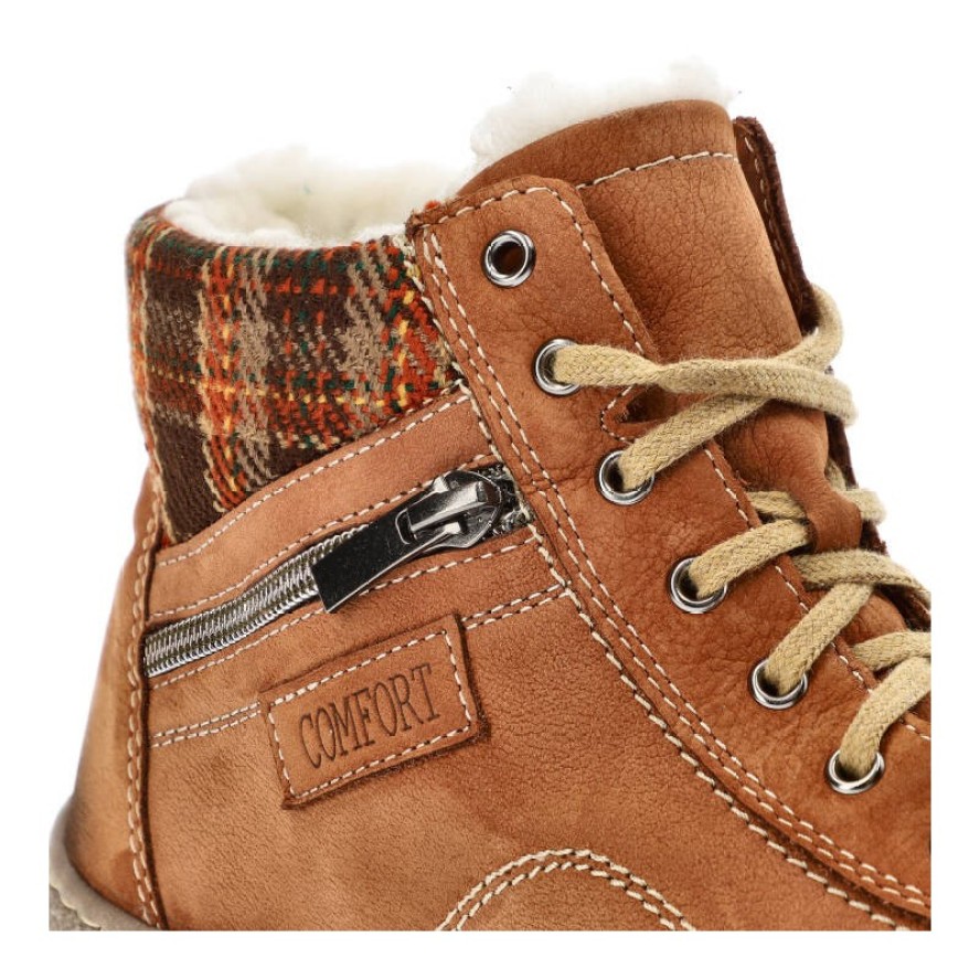 Brązowe Ocieplane Trzewiki Damskie Armodo