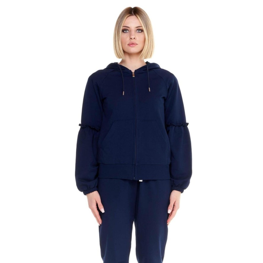 Błyszcząca damska bluza z kapturem zapinana na zamek