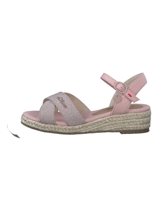 s.Oliver Sandały w kolorze jasnoróżowym na koturnie rozmiar: 33