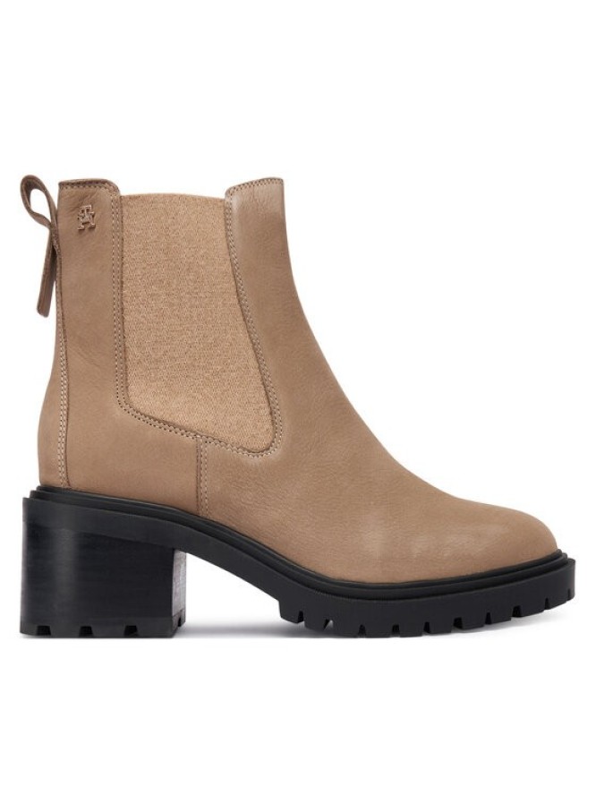 Tommy Hilfiger Botki Th Nubuck Chelsea Cleated Heel FW0FW09158 Beżowy