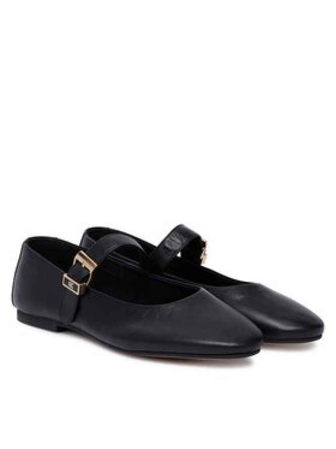 Tommy Hilfiger Baleriny Buckle Leather Ballerina FW0FW09684 Czarny