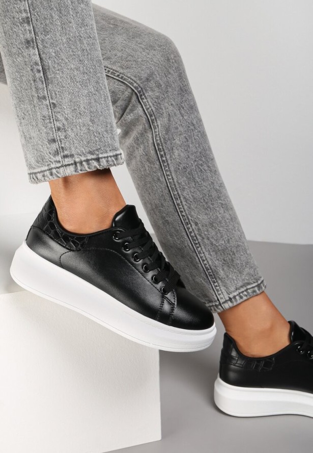 Czarno-Białe Sneakersy na Niskiej Platformie w Klasycznym Stylu Lucid Dream