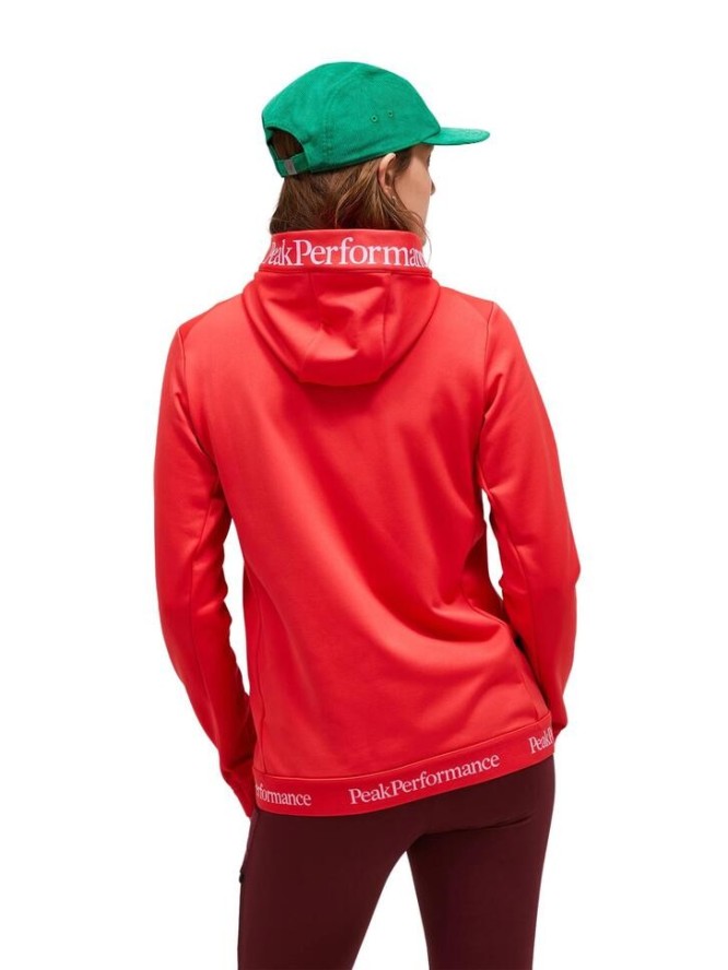 Bluza Peak Performance damska Rider Tech Zip Hood czerwona - S