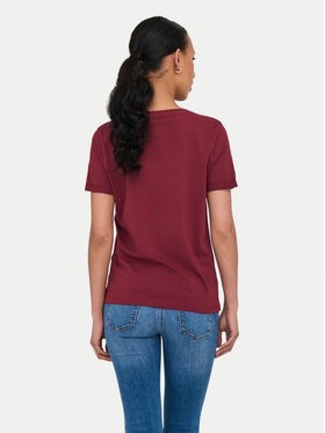 ONLY T-Shirt Kita 15244714 Bordowy Regular Fit