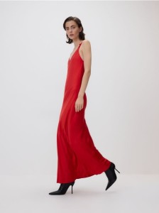 Sukienka maxi na ramiączkach - czerwony