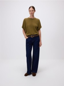 Strukturalny t-shirt kimono - ciemnozielony