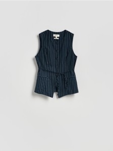 Taliowana kamizelka z dodatkiem lnu - granatowy