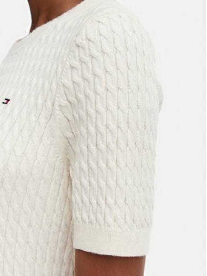 Tommy Hilfiger Sweter Cable Fine WW0WW41787 Kremowy Regular Fit