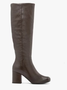 Ciemnobrązowe kozaki ze skóry licowej