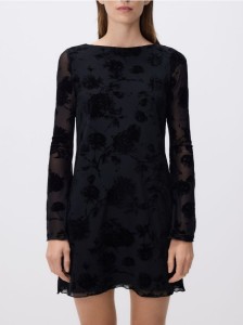 Sukienka mini w kwiaty - czarny