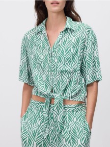 Wiązana koszula z wiskozy - wielobarwny