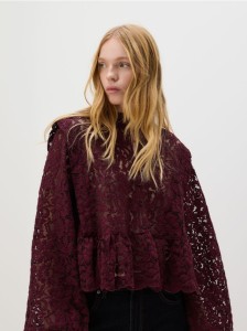 Koszula ze strukturalnej tkaniny - bordowy