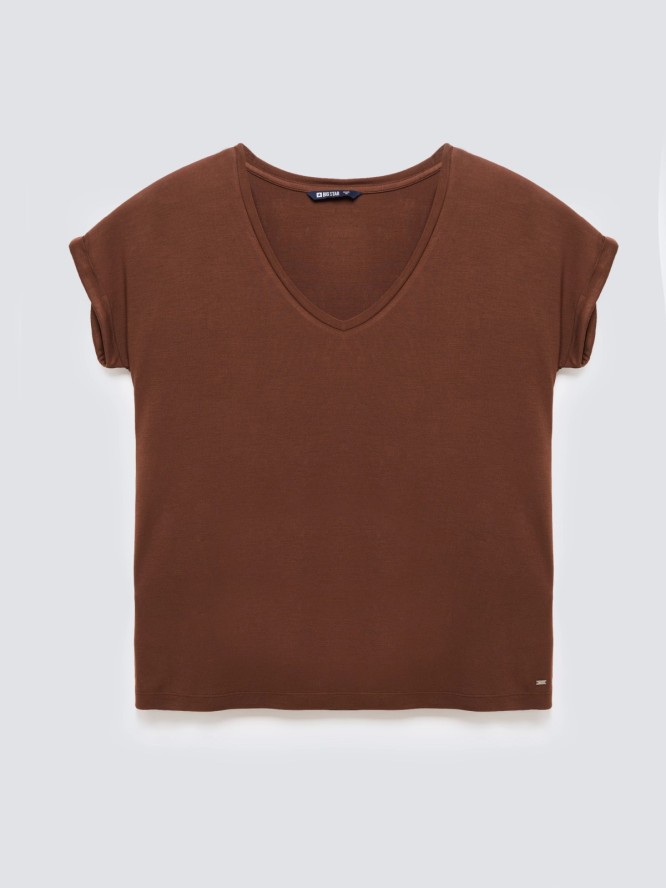 Koszulka damska o luźnym kroju brązowa Valeria 804