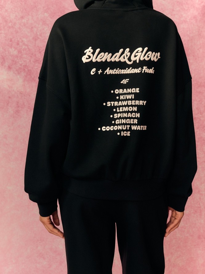 4F Bluza dresowa oversize z kapturem damska - czarna L