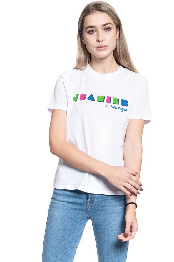 T-SHIRT DAMSKI WRANGLER HIGH RIB REGULAR TEE WHITE W7N9EVX12 112131988
