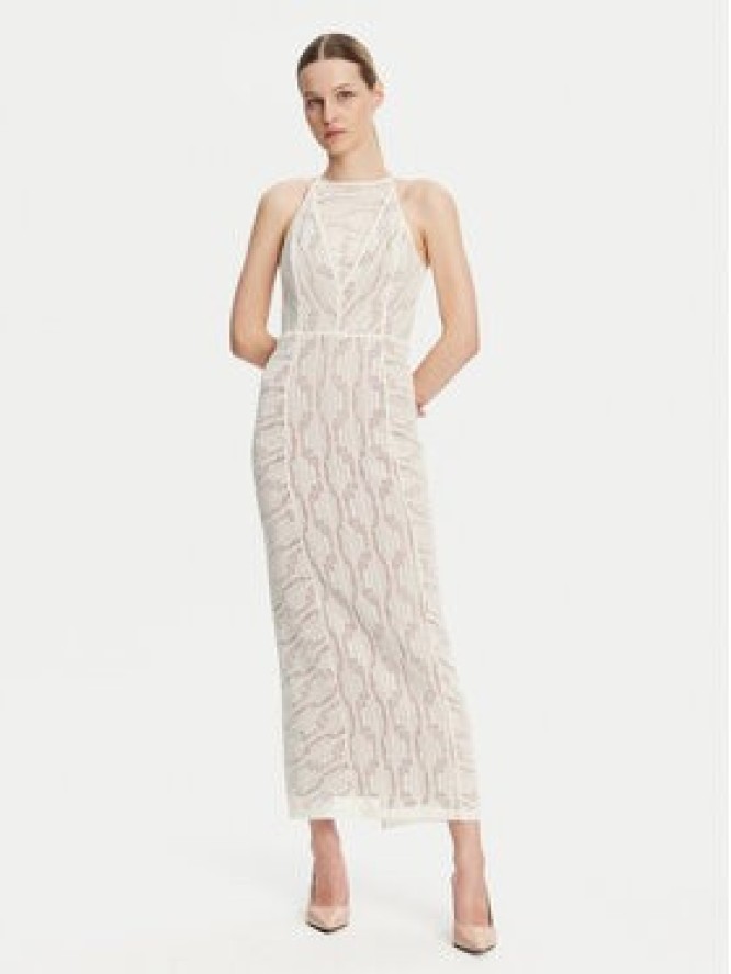 Guess Sukienka koktajlowa W5GK66 KCT80 Beżowy Slim Fit