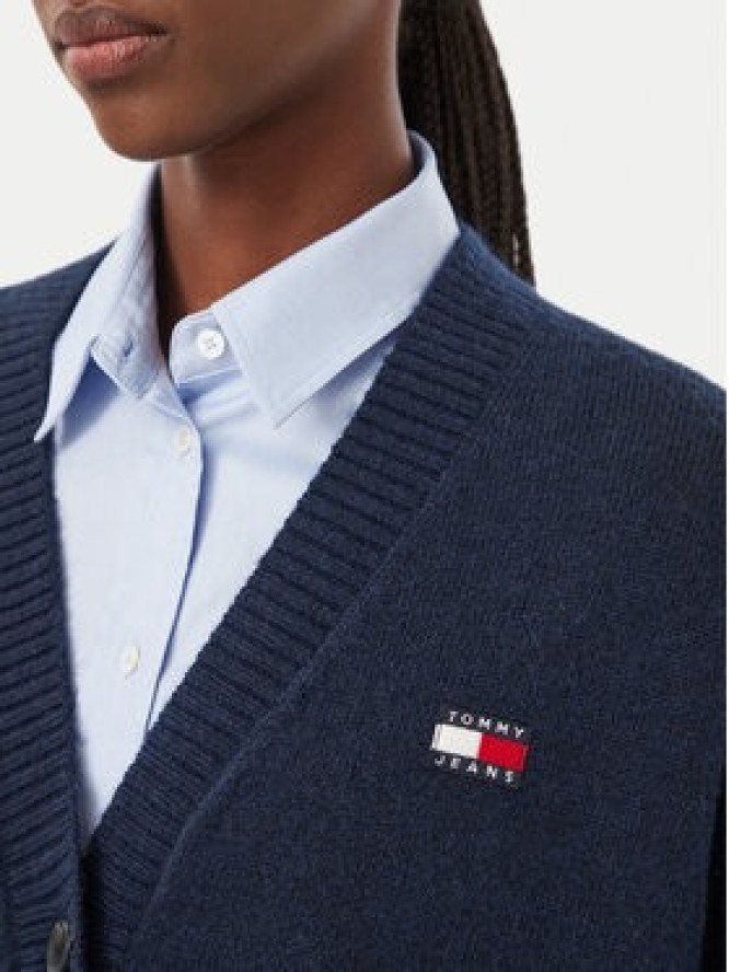 Tommy Jeans Kardigan Fluffy Badge DW0DW23830 Granatowy Regular Fit
