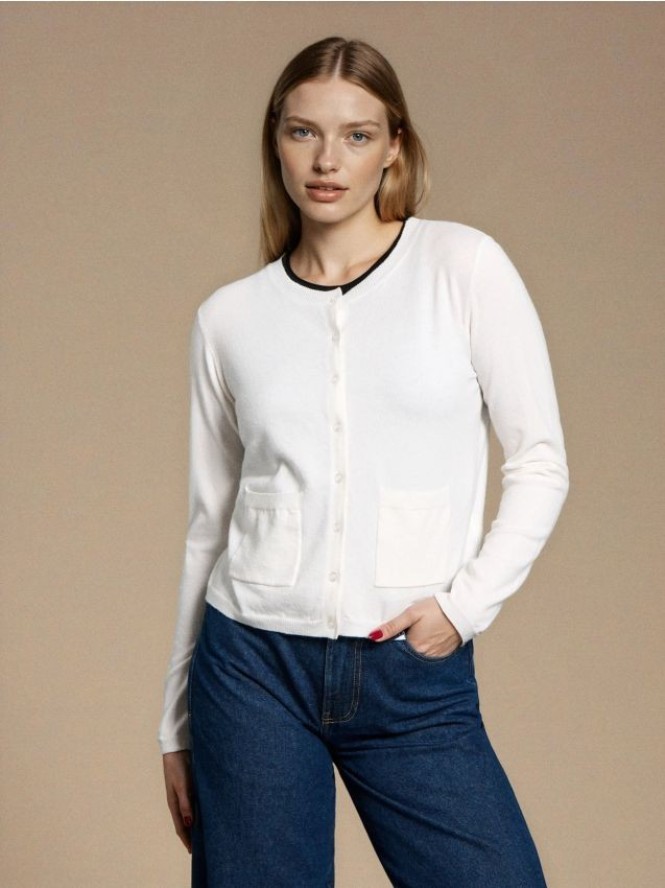 Kardigan z domieszką wełny i wiskozy - biały