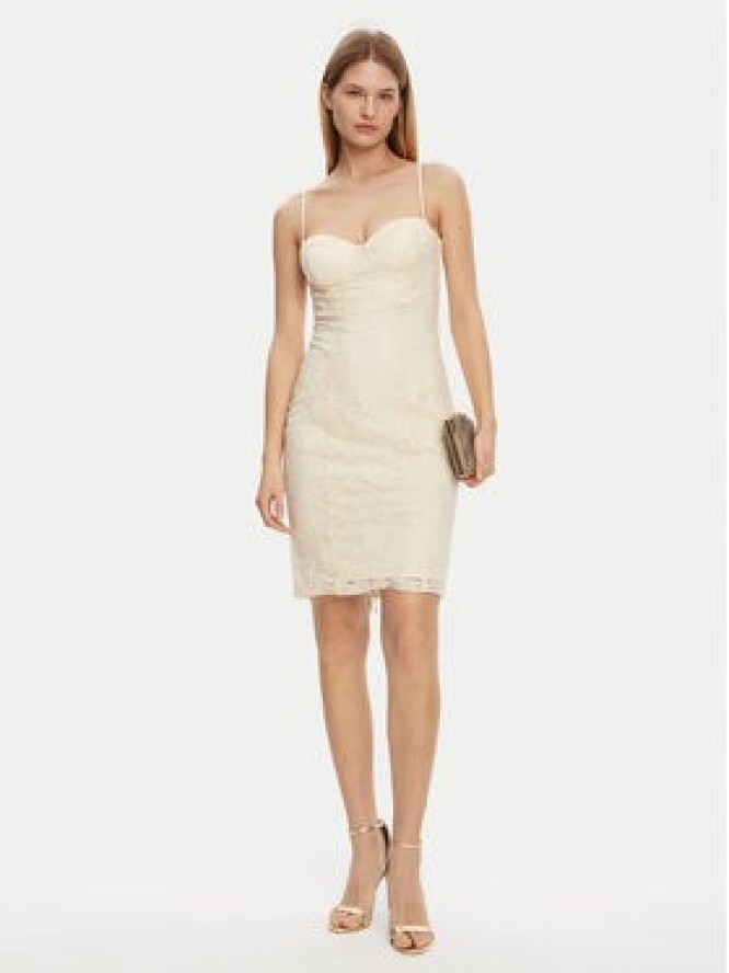 Guess Sukienka koktajlowa W5GK0N KCVJ0 Beżowy Regular Fit