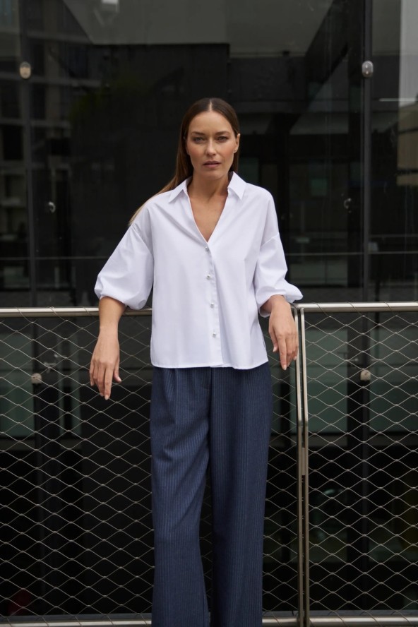 Koszula z krótkimi rękawami biała