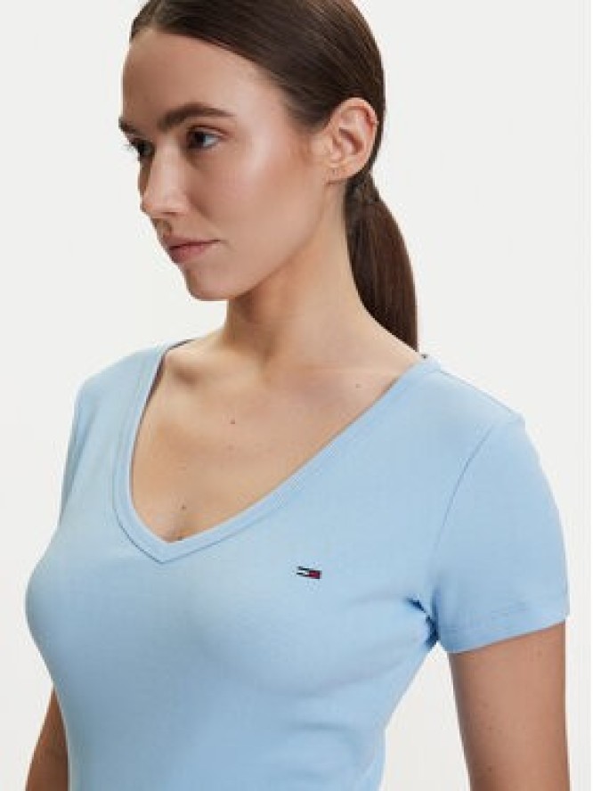 Tommy Jeans T-Shirt DW0DW17385 Niebieski jasny Slim Fit