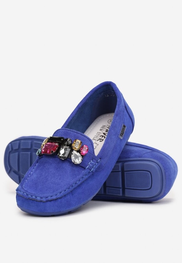 Niebieskie Mokasyny z Wkładką ze Skóry Naturalnej Veso