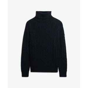 Sweter na plecionce z golfem damski Superdry