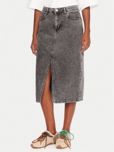 Roxy Spódnica jeansowa Cold Winds ERJDK03039 Szary Regular Fit