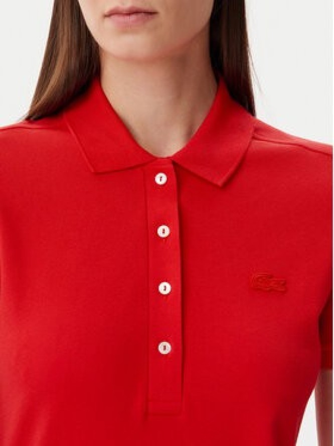Lacoste Sukienka codzienna EF5473 Czerwony Slim Fit