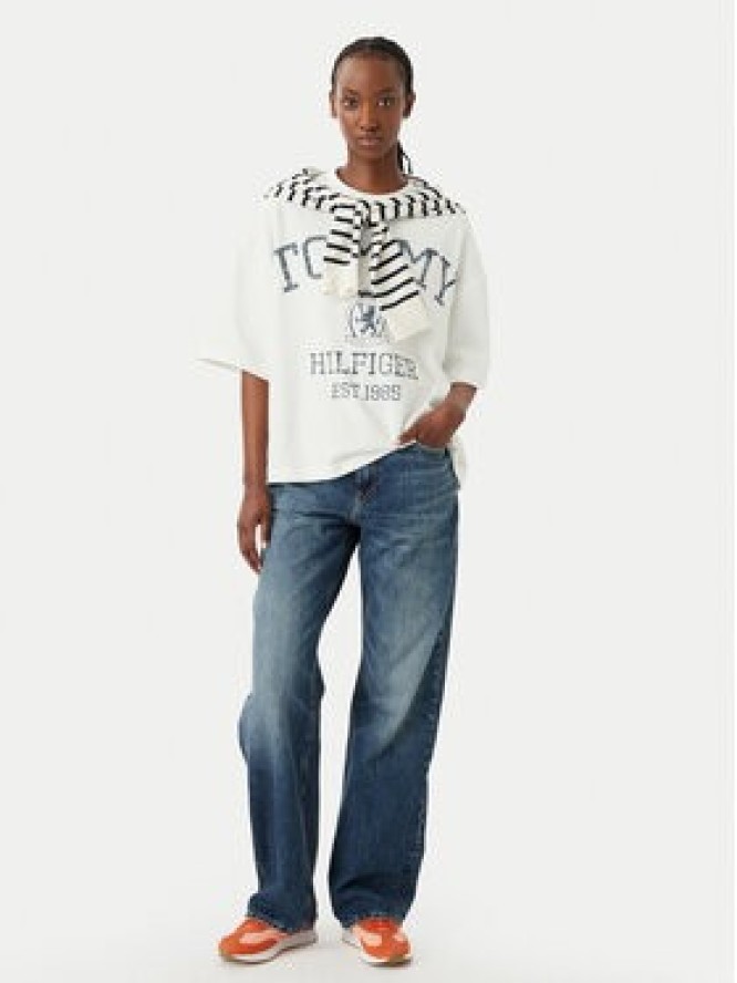 Tommy Hilfiger T-Shirt Varsity WW0WW50940 Kremowy Relaxed Fit